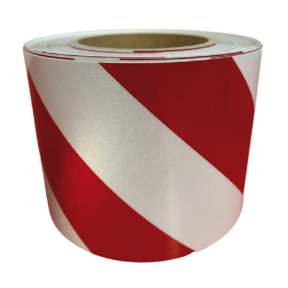 Selbstklebende 3M Reflexfolie in Rot-Weiß linksseitig DIN 4844 - Packung 1 m